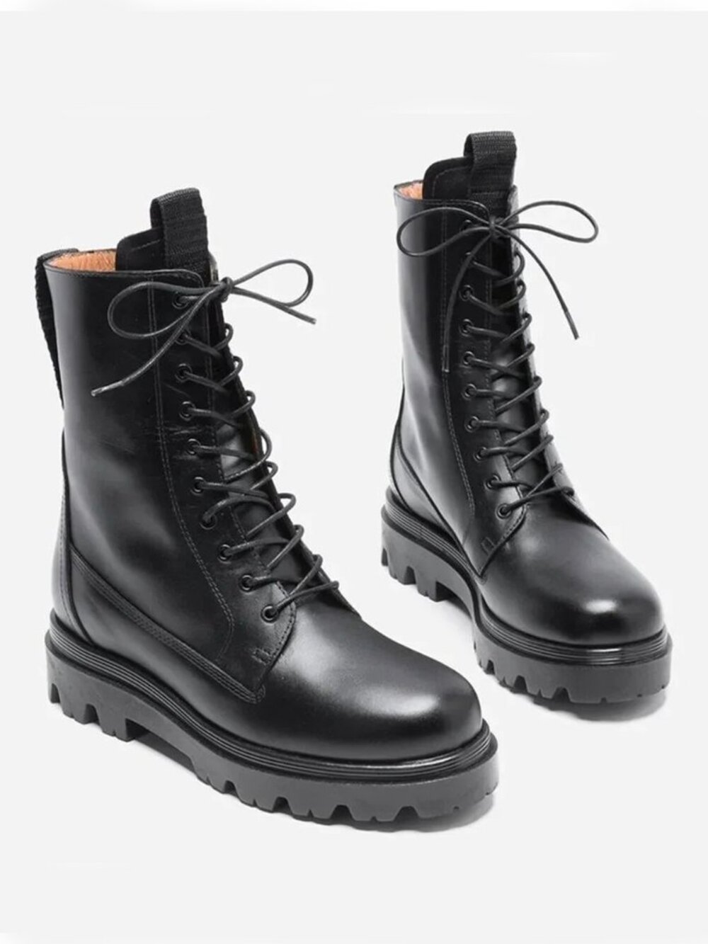 Flattered Black Leather Combat Boots - EU 37 - Picture 2 of 10